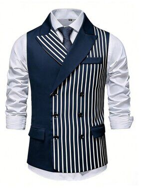 Men’s Elijah Striped Modern Double-breasted Vest